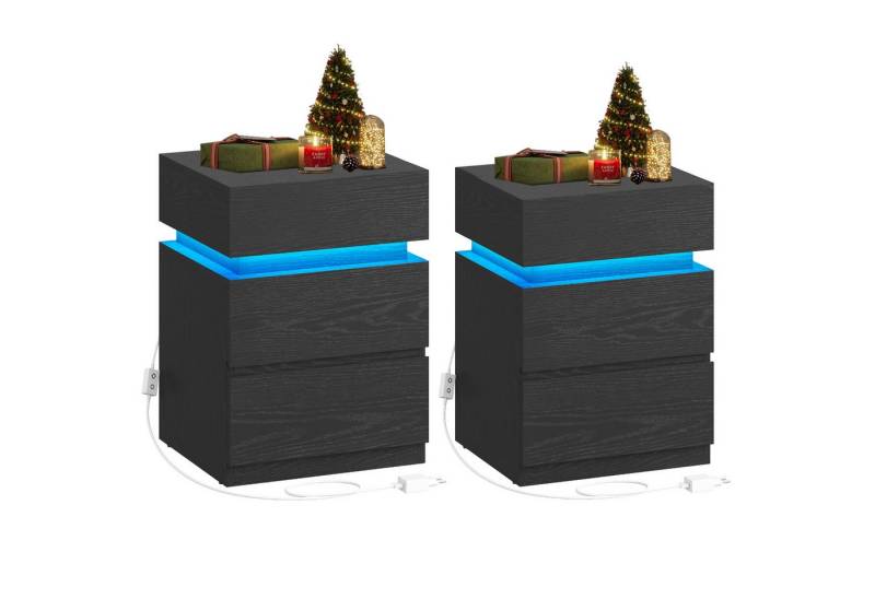 VASAGLE Nachttisch (2-St), mit LED-Beleuchtung, einstellbare Farben von VASAGLE
