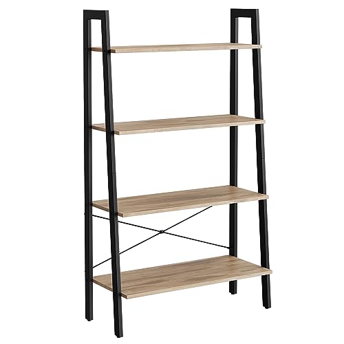 VASAGLE Regal, Bücherregal mit 4 Ebenen, Leiterregal, Standregal, für Wohnzimmer, Schlafzimmer, Küche, Homeoffice, Industrie-Design, Stahlrahmen, Kamelbraun-schwarz LLS144B50 VASAGLE Regal, Bücherregal mit 4 Ebenen, Leiterregal, Standregal, für Wohnzimmer, Schlafzimmer, Küche, Homeoffice, Industrie-Design, Stahlrahmen, Kamelbraun-schwarz LLS144B50 von VASAGLE