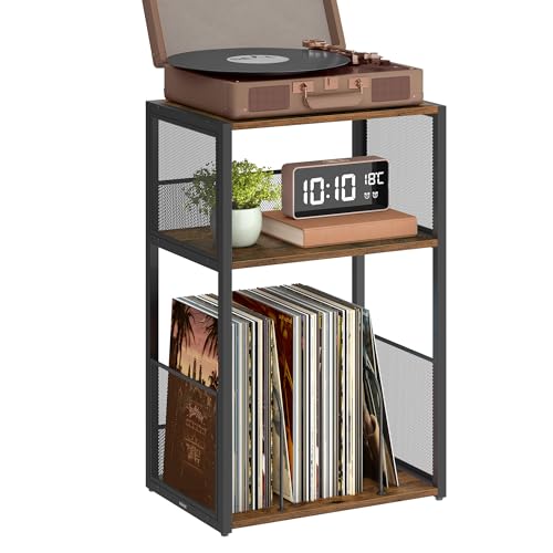 VASAGLE Plattenspieler-Ständer, 3 Etagen, Beistelltisch, Aufbewahrung von Schallplatten, bis zu 100 Alben, Tisch für Wohnzimmer, Schlafzimmer, vintagebraun LET275K01 VASAGLE Plattenspieler-Ständer, 3 Etagen, Beistelltisch, Aufbewahrung von Schallplatten, bis zu 100 Alben, Tisch für Wohnzimmer, Schlafzimmer, vintagebraun LET275K01 von VASAGLE