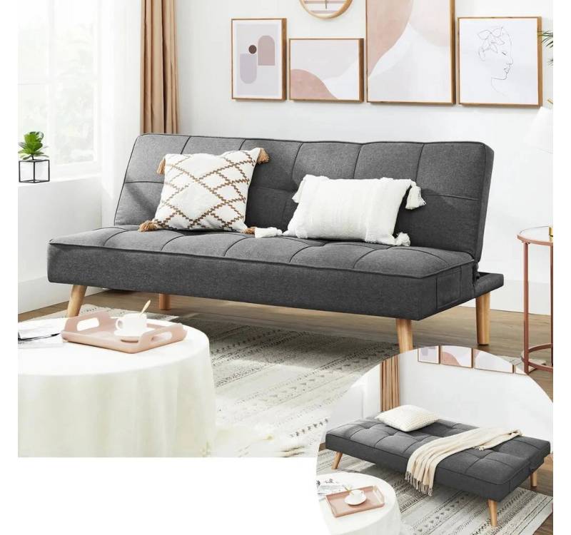 VASAGLE Schlafsofa klappbar Couch mit Bettfunktion 175x83x76cm Gästebett Grau, 1 Teile, klappbar von VASAGLE
