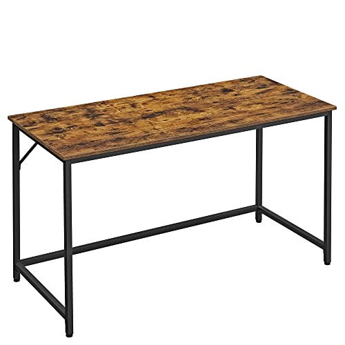 VASAGLE Schreibtisch, Computertisch, Bürotisch, für Arbeitszimmer, Schlafzimmer, 60 x 140 x 76 cm, Industrie-Design, Metallgestell, vintagebraun-schwarz LWD043B01 von VASAGLE