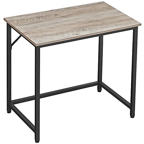 VASAGLE Schreibtisch, Kleiner Computertisch, Bürotisch, für Arbeitszimmer, Schlafzimmer, 50 x 80 x 76 cm, Industrie-Design, Metallgestell, Greige-schwarz LWD038B02 von VASAGLE