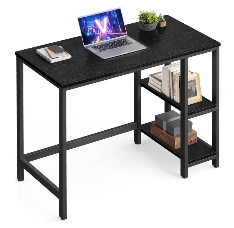 VASAGLE Schreibtisch Computertisch, Tisch, Bürotisch, 100/120/140cm, mit 2 Ablagen, moderner Stil von Vasagle