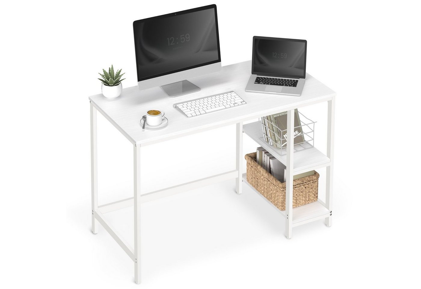VASAGLE Schreibtisch Computertisch, 120x60x75 cm Bürotisch mit 2 Ablagen von VASAGLE