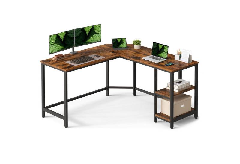 VASAGLE Schreibtisch Computertisch, 138 x 138 x 76 cm, L-förm Eckschreibtisch mit 2 Ablagen von VASAGLE