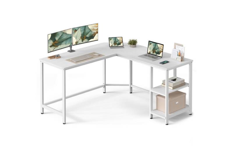 VASAGLE Schreibtisch Computertisch, 138 x 138 x 76 cm, L-förm Eckschreibtisch mit 2 Ablagen von VASAGLE