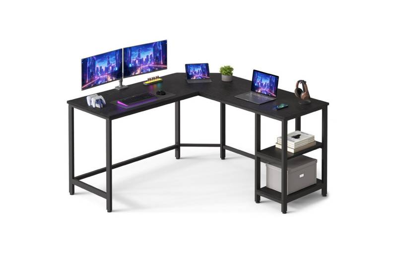 VASAGLE Schreibtisch Computertisch, 138 x 138 x 76 cm, L-förm Eckschreibtisch mit 2 Ablagen von VASAGLE