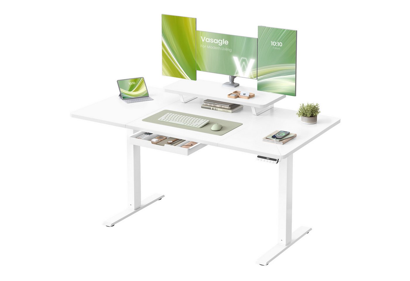 VASAGLE Schreibtisch Höhenverstellbarer, flexibel montierbarer Monitorständer, Schublade, USB-C-Anschluss, Erinnerung bei langem Sitzen VASAGLE Schreibtisch Höhenverstellbarer, flexibel montierbarer Monitorständer, Schublade, USB-C-Anschluss, Erinnerung bei langem Sitzen von VASAGLE