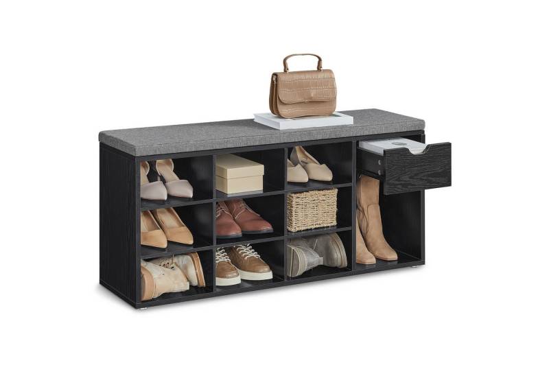 VASAGLE Schuhbank, 1 Schublade und 10 offene Fächern, 104 x 30 x 48 cm von VASAGLE