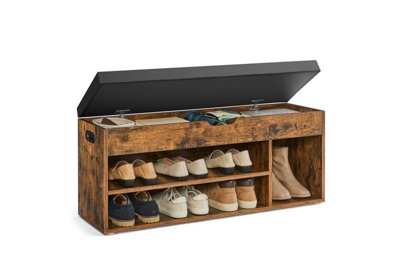 VASAGLE Schuhbank Sitzbank, Sitzfläche, Stauraum, gepolstert, Fach unter Kissen, 30 x 100 x 44 cm von VASAGLE