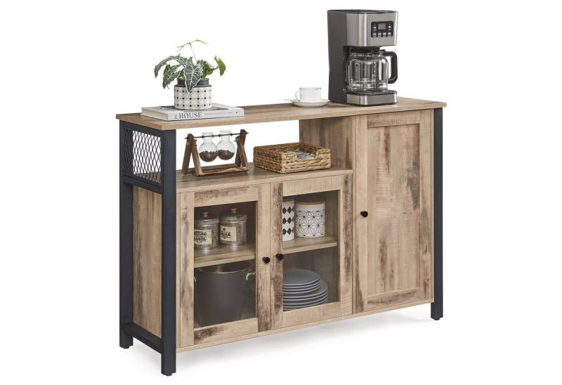 VASAGLE Sideboard Küchenschrank, Kommode, 110 x 33 x 75 cm, mit 3 Türen von VASAGLE