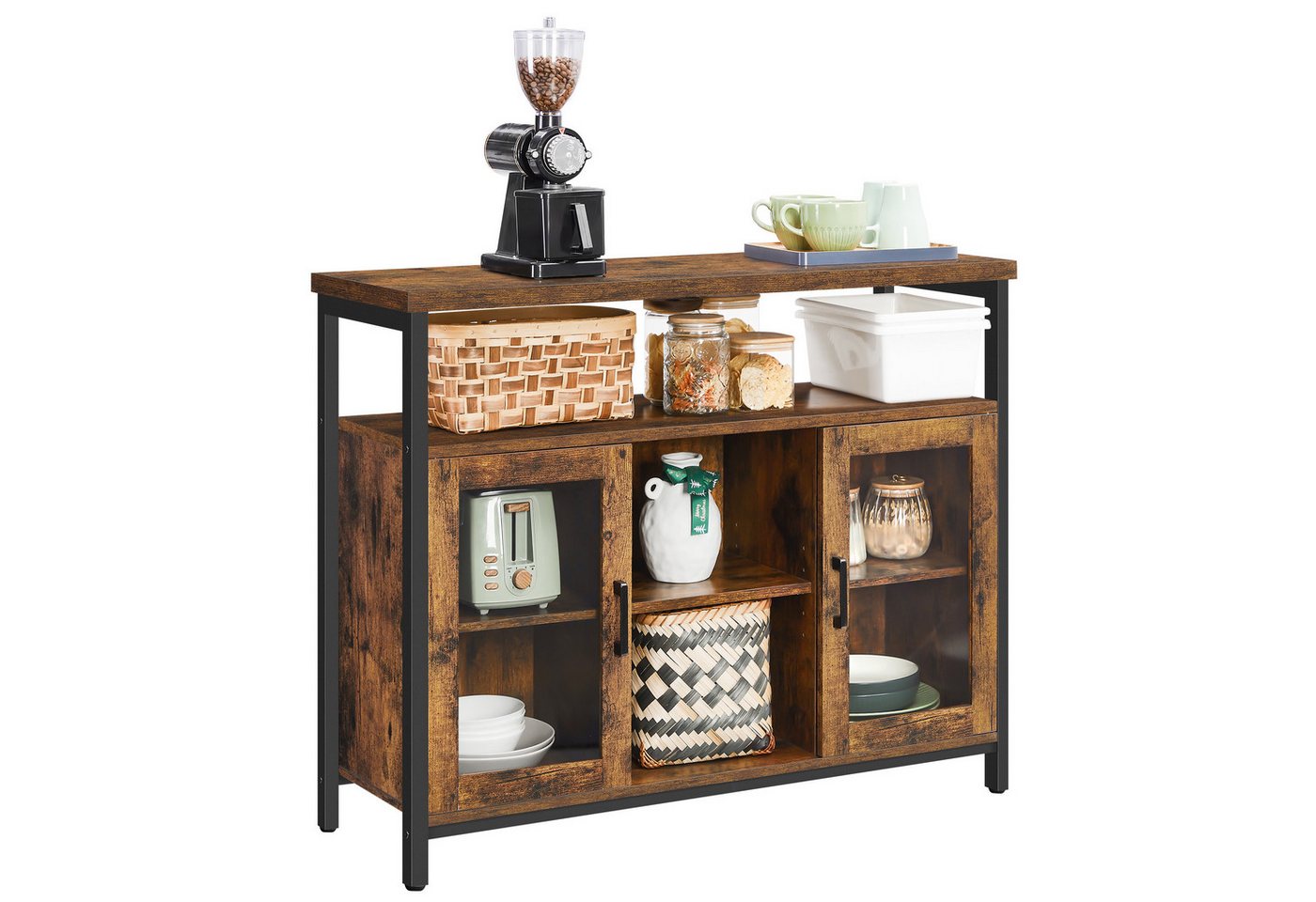 VASAGLE Sideboard Küchenschrank, Stauraumschrank, mit 2 transparenten Glastüren VASAGLE Sideboard Küchenschrank, Stauraumschrank, mit 2 transparenten Glastüren von VASAGLE