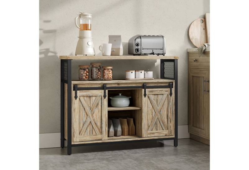 VASAGLE Sideboard Küchenschrank, Aufbewahrungsschrank, mit 2 Schiebetüren, 33 x 100 x 80 cm, verstellbare Ablagen von VASAGLE