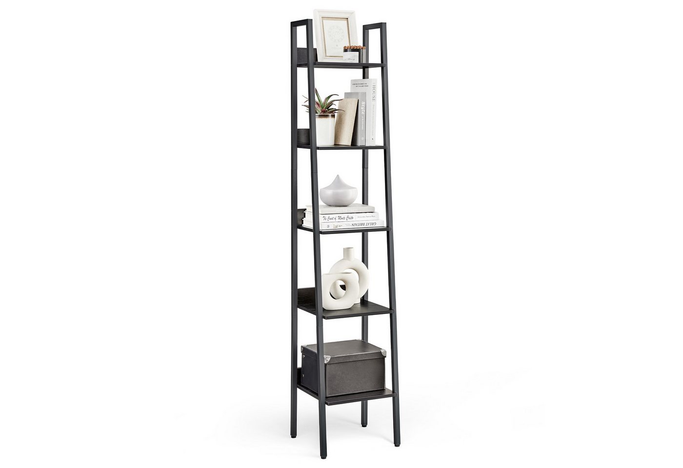 VASAGLE Standregal, Bücherregal, Leiterregal, 140/170 cm, Industrie-Design von VASAGLE