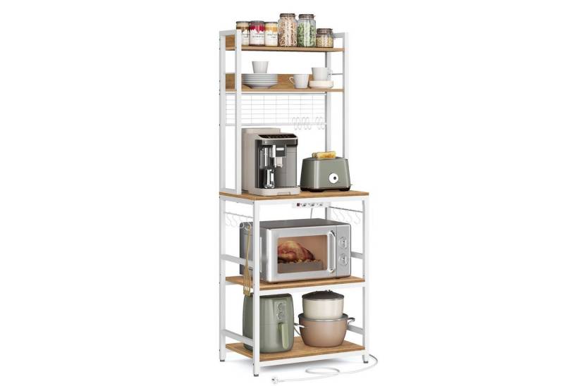 VASAGLE Standregal, Küchenregal mit Steckdosen, 14 Haken, 40 x 80 x 170 cm von VASAGLE