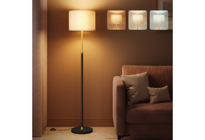 VASAGLE Stehlampe höhenverstellbare Leselampe, 140-170 cm hoch, mit3 Lichtfarben, Fußtaster, Lampenschirm aus Stoff von VASAGLE