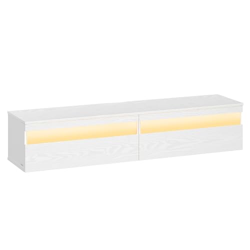 VASAGLE Kailyn Collection - TV-Lowboard, TV-Board hängend, Hängeschrank Wohnwand, für Verschiedene Fernseher, Fernsehtisch, für Wohnzimmer, modern, 147 x 35 x 30 cm, schneeweiß LTV133W01 von VASAGLE