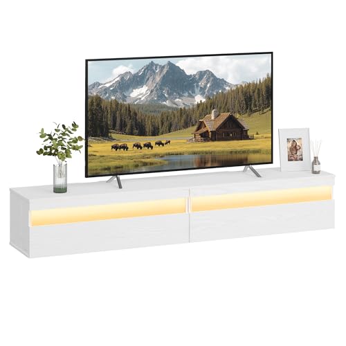 VASAGLE Kailyn Collection - TV-Lowboard, TV-Board hängend, Hängeschrank Wohnwand, für Verschiedene Fernseher, Fernsehtisch, für Wohnzimmer, modern, 178 x 35 x 30 cm, schneeweiß LTV138W03 von VASAGLE