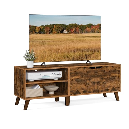 VASAGLE TV-Schrank 2 Türen, TV-Halterung mit verstellbaren Regalen, Länge 140 cm, für Fernseher von 65 Zoll, Wohnzimmer, Esszimmer, Schlafzimmer, rustikales Braun LTV027X01 von VASAGLE