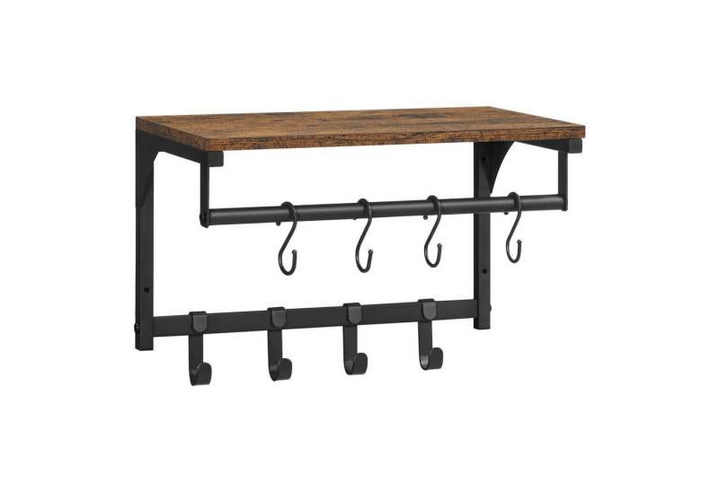 VASAGLE Wandgarderobe (1 St), Wandregale mit 8 Haken, 40 x 24 x 24 cm (L x B x H) von VASAGLE