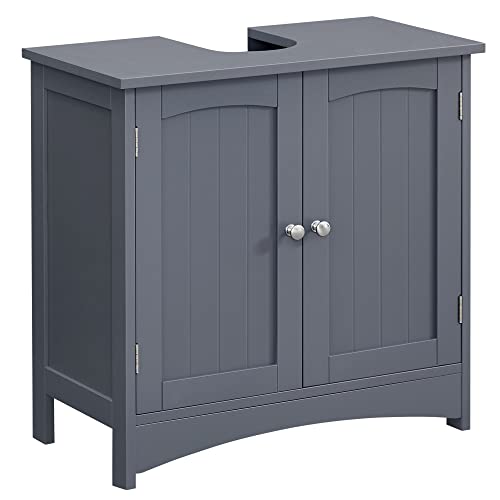 VASAGLE Waschbeckenunterschrank, Unterschrank, Badezimmerschrank, 30 x 60 x 60 cm, 2 Türen, Badschrank, höhenverstellbare Ablage, grau BBC001G01 VASAGLE Waschbeckenunterschrank, Unterschrank, Badezimmerschrank, 30 x 60 x 60 cm, 2 Türen, Badschrank, höhenverstellbare Ablage, grau BBC001G01 von VASAGLE