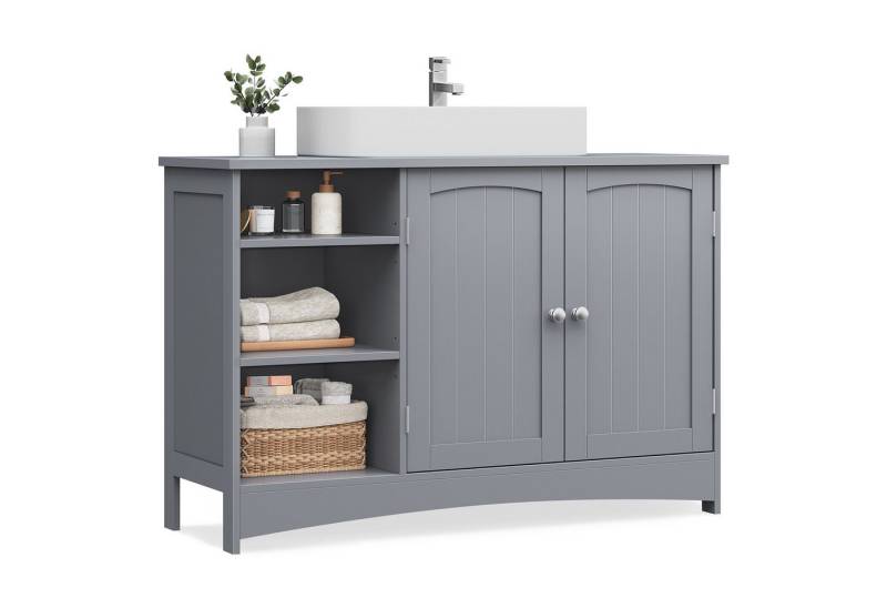 VASAGLE Waschbeckenunterschrank Unterschrank Badezimmerschrank extra lang, offene Fächer, höhenverstellbare Ablagen von VASAGLE