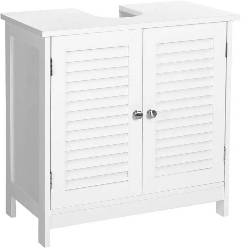 VASAGLE Waschbeckenunterschrank Badezimmerschrank Aufbewahrungsschrank mit 2 Lamellentüren, verstellbare Regalebene, mit Griffen von VASAGLE