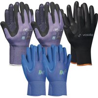Arbeitshandschuhe Kinder 5 - 8 Jahre - Kinder Gartenhandschuhe 2x Blau + 2x Multiflex Handschuhe Damen Größe 6 von VASALAT