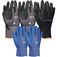 Arbeitshandschuhe Kinder 5 - 8 Jahre - Kinder Gartenhandschuhe 2x Blau + 2x Multiflex Handschuhe mit Noppen Größe 8 von VASALAT