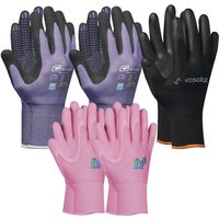 Arbeitshandschuhe Kinder 5 - 8 Jahre - Kinder Gartenhandschuhe 2x Pink + 2x Multiflex Handschuhe Damen Größe 6 von VASALAT