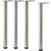 Camar Tischfuß Aluminia ø 60mm, Tischbeine höhenverstellbar, Länge 690-720mm gerillt, Aluminium silber 4 Stück von VASALAT