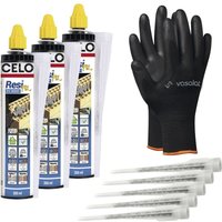 Celo Injektionsmörtel ResiFIX PY300 - Montagemörtel für ungerissenen Beton und Mauerwerk mit schneller Aushärtung, 3x Verbundmörtel und 8x Mischdüse von VASALAT
