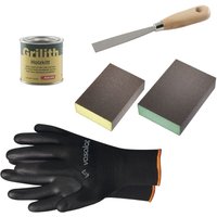 Grilith Holzkitt - Spachtelmasse für Holz, ideal zur Holzreparatur - Holzspachtelmasse mit Schleifblöcke K100 & K180 und Spachtel, Esche 100ml von VASALAT