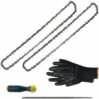 Kettensäge Zubehör - 2x Sägekette 30cm Picco Micro Mini 3 Ersatzkette + Feilenheft mit Feile 4mm von VASALAT