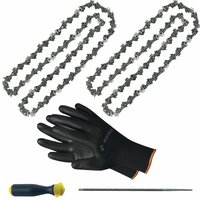 Kettensäge Zubehör - 2x Sägekette 40cm Ersatzkette + Feilenheft mit Feile 4mm von VASALAT
