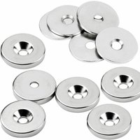 Magnet rund, Scheibenmagnet mit Metallscheibe mit Senkbohrung, Rundmagnet ø 23mm, Neodym vernickelt 12-teilig - Vasalat Magnet rund, Scheibenmagnet mit Metallscheibe mit Senkbohrung, Rundmagnet ø 23mm, Neodym vernickelt 12-teilig - Vasalat von VASALAT
