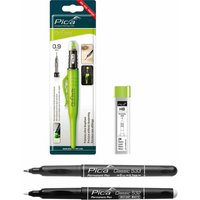Pica Fine Dry Tieflochmarker + Ersatzminen hb + Permanent Pen Fine schwarz + Permanent Marker weiß Set 4-teilig - Vasalat von VASALAT