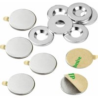 Vasalat - Scheibenmagnet selbstklebend, Magnete mit Metallscheiben mit Senkbohrung, Magnet ø 15mm, Neodym 12-teilig von VASALAT
