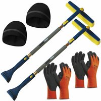 Sonneck Snowmaster Eiskratzer S1400 - 2in1 Schneebesen Auto - 2x Eiskratzer mit Besen 1000-1400mm ausziehbar + 2x Winterhaube + 2x Winter von VASALAT
