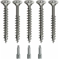 Spax Holzschrauben-SET Voll/Teilgewinde + Torx Bit 5 Größen: 3x30 4x40 4,5x45 5x80 6x100 Edelstahl A2 - rostfrei von VASALAT