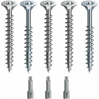 Spax Holzschrauben-SET Voll/Teilgewinde + Torx Bit 5 Größen: 3x30 4x40 4,5x45 5x80 6x100 wirrox Silber Spax Holzschrauben-SET Voll/Teilgewinde + Torx Bit 5 Größen: 3x30 4x40 4,5x45 5x80 6x100 wirrox Silber von VASALAT