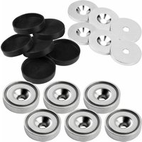 Topfmagnet mit Bohrung, Magnet mit Metallscheiben und Gummi-Kappen, Rundmagnet ø 25mm, Neodym vernickelt 18-teilig - Vasalat Topfmagnet mit Bohrung, Magnet mit Metallscheiben und Gummi-Kappen, Rundmagnet ø 25mm, Neodym vernickelt 18-teilig - Vasalat von VASALAT