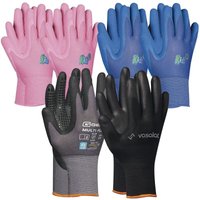 Vasalat - Arbeitshandschuhe Kinder 5 - 8 Jahre - Kinder Gartenhandschuhe in 2x Pink und 2x Blau + 1x Multiflex Handschuhe mit Noppen Gr. 11 von VASALAT