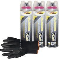 Vasalat - Dupli-Color Markierungsspray mit 360 Grad Ventil Set - Markierspray Neon pink für professionelle Markierungen, 3 Stück von VASALAT