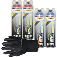 Vasalat - Dupli-Color Markierungsspray mit 360 Grad Ventil Set - Markierspray Neon rot, blau für professionelle Markierungen, 3 Stück von VASALAT
