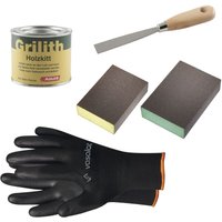 Vasalat - Grilith Holzkitt - Spachtelmasse für Holz, ideal zur Holzreparatur - Holzspachtelmasse mit Schleifblöcke K200 & K180 und Spachtel, Eiche von VASALAT