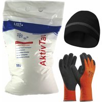 Winter-Set Streusalz 10 kg + Winter-Handschuhe Gr. 8 (m) + Haube von VASALAT