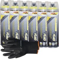 Vasalat - Dupli-Color Markierungsspray mit 360 Grad Ventil Set - Markierspray Neon gelb für professionelle Markierungen, 6 Stück von VASALAT