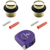 vasalat Türstopper Boden zum Schrauben ø 25mm, Höhe 30mm - runder Tür Stopper Boden mit Gummipuffer + Montagezubehör, Messing poliert - 2 Stück vasalat Türstopper Boden zum Schrauben ø 25mm, Höhe 30mm - runder Tür Stopper Boden mit Gummipuffer + Montagezubehör, Messing poliert - 2 Stück von VASALAT