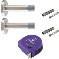 vasalat Türstopper Wand mit Dämpfer - Tür Stopper Wand mit Gummipuffer ø 20mm, Höhe 100mm, Türpuffer zum Schutz von Wand & Tür, Edelstahl matt - 2 vasalat Türstopper Wand mit Dämpfer - Tür Stopper Wand mit Gummipuffer ø 20mm, Höhe 100mm, Türpuffer zum Schutz von Wand & Tür, Edelstahl matt - 2 von VASALAT
